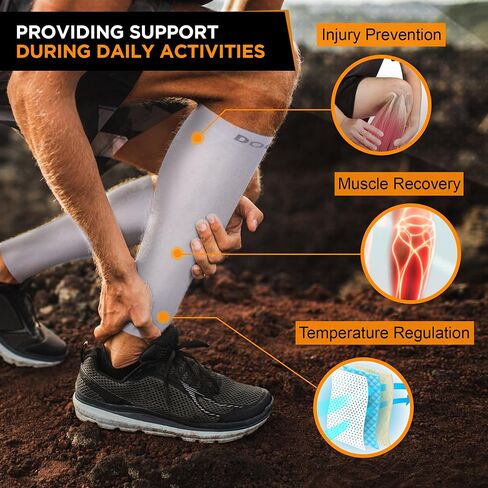 Doc Miller Compression Calf Sleeve for Men & Women, Premium Medical Grade, 15-20mmHg Graduated Support for Running, Calf Tear, Shin Splints, Knee High, Calf Sleeves, 1 Pair in Saudi Arabia