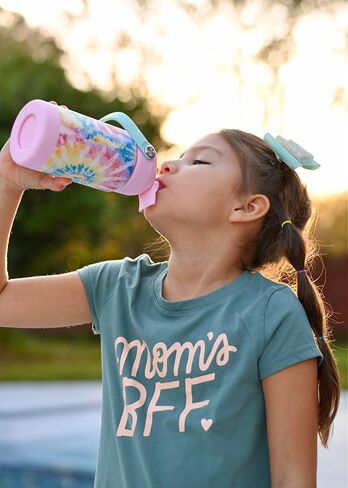 Choco Mocha Tie Dye Kids معزول زجاجة ماء زجاجة ماء من الفولاذ المقاوم للصدأ مع زجاجة مياه معدنية من القش للمدرسة مزدوجة الجدار 12 أوقية in Kuwait