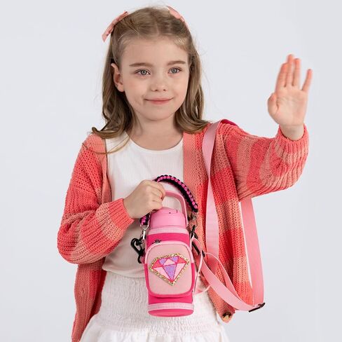 Choco Mocha Tie Dye Kids معزول زجاجة ماء زجاجة ماء من الفولاذ المقاوم للصدأ مع زجاجة مياه معدنية من القش للمدرسة مزدوجة الجدار 12 أوقية in Kuwait