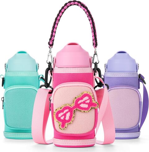 Choco Mocha Tie Dye Kids معزول زجاجة ماء زجاجة ماء من الفولاذ المقاوم للصدأ مع زجاجة مياه معدنية من القش للمدرسة مزدوجة الجدار 12 أوقية in Kuwait