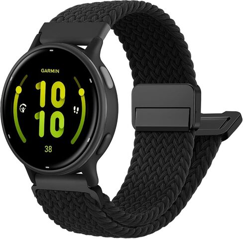 20mm Magnetic Braided Nylon Band Compatible With Garmin Vivoactive 6/Vivoactive 5/3/3 Music Watch Bands, Quick Release Stretchy Strap Replacement for Venu Sq 2/Forerunner 55/165/245/645 in Saudi Arabia