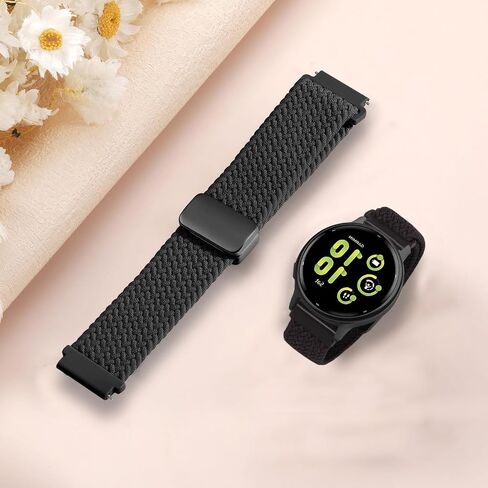 20mm Magnetic Braided Nylon Band Compatible With Garmin Vivoactive 6/Vivoactive 5/3/3 Music Watch Bands, Quick Release Stretchy Strap Replacement for Venu Sq 2/Forerunner 55/165/245/645 in Saudi Arabia
