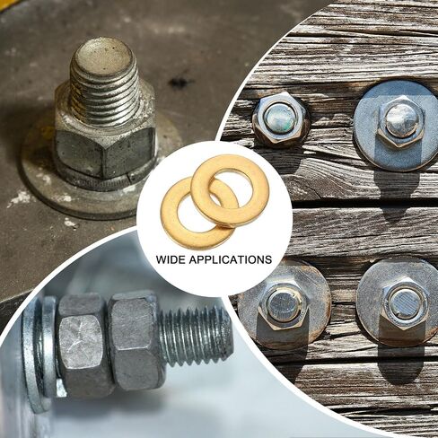 Uxcell 100pcs M5 مسطح غسالة ، نحاس 5.3 مم × 10 مم OD × 1 مم لسمك برغي الترباس ، إصلاح المصانع ، المطابخ ، المتاجر ، والبناء في الهواء الطلق ، الأصفر in Saudi Arabia