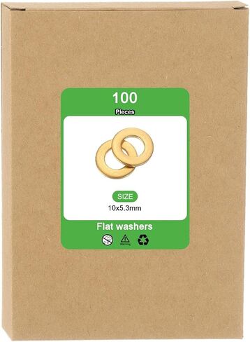 Uxcell 100pcs M5 مسطح غسالة ، نحاس 5.3 مم × 10 مم OD × 1 مم لسمك برغي الترباس ، إصلاح المصانع ، المطابخ ، المتاجر ، والبناء في الهواء الطلق ، الأصفر in Saudi Arabia