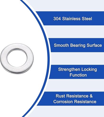 uxcell 100 Pcs M8 Flat Washer, 8x12x0.8mm Thickened 304 Stainless Steel Flat Spacers for Screw, Bolt, Automotive, Industrial Machinery in Saudi Arabia
