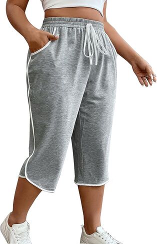 Homeyee Plus Size Women's Running Shorts Long مع الجيوب الرياضية الرياضية الرياضية الرياضية OP165A in Kuwait