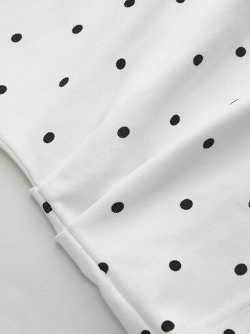 قمم دبابات عصير التفاح للنساء قبالة الكتف Polka Dot ruched knit Top Cute Sleeve Shore Tops Out Out Out Tops in Kuwait