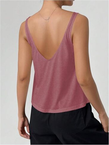 SweatyRocks Women's Flowy Tank Tops V Neck Sleeveless Loose Fit Crop Top in Saudi Arabia