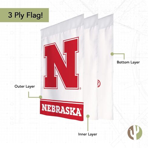 Desert Cactus University of Nebraska Un Garden Flag - 19 × 12 بوصة لافتة نبراسكا كورنهوسكرز ، للعرض في الهواء الطلق والأحداث (التصميم ب) in Saudi Arabia