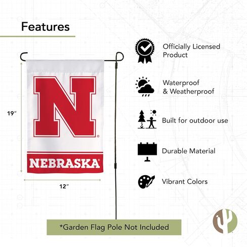Desert Cactus University of Nebraska Un Garden Flag - 19 × 12 بوصة لافتة نبراسكا كورنهوسكرز ، للعرض في الهواء الطلق والأحداث (التصميم ب) in Saudi Arabia