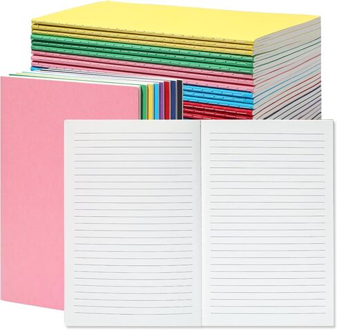 Miikoul 48 Pack A5 المجلات المبطنة المبطنة في الكلية السائبة ، Cover Cover Cover College ، محكم الدفترية ، مجلة تكوين دفتر للطلاب ، 8.3x5.5 بوصة ، 80 GSM ، 60 صفحة/30 ورقة in Kuwait