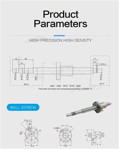 SFU3205 32mm C7 كرات ملفوفة طولها 300 مم إلى 2500 مم مع الرصاص الفردي أو المزدوج 5 مم 10 مم (DFU3205 مزدوج الجوز ، 1500 ملم) in Kuwait