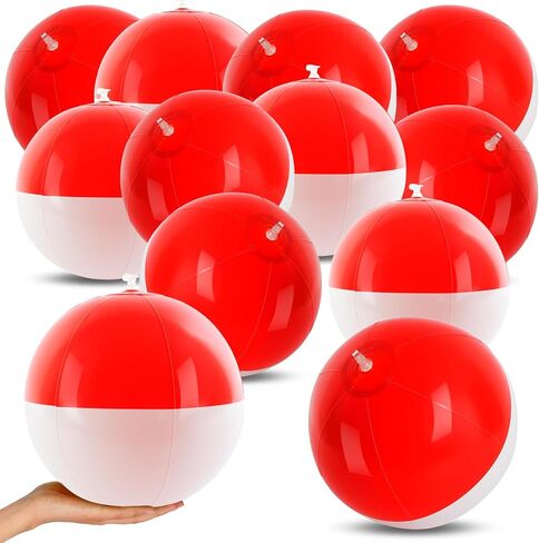 12PCS Beach Ball Set-8 Inch Vibrant Red & White-Themed Inflatable Balls for Kids' Cartoon Birthday Parties, Summer Pool Games, Animated Decorations, Bulk Party Favors,Beach-Themed Events in Saudi Arabia