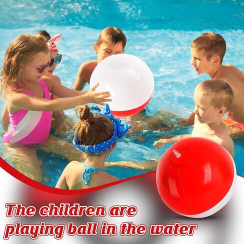 12PCS Beach Ball Set-8 Inch Vibrant Red & White-Themed Inflatable Balls for Kids' Cartoon Birthday Parties, Summer Pool Games, Animated Decorations, Bulk Party Favors,Beach-Themed Events in Saudi Arabia