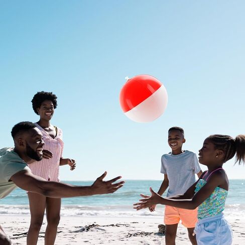 12PCS Beach Ball Set-8 Inch Vibrant Red & White-Themed Inflatable Balls for Kids' Cartoon Birthday Parties, Summer Pool Games, Animated Decorations, Bulk Party Favors,Beach-Themed Events in Saudi Arabia