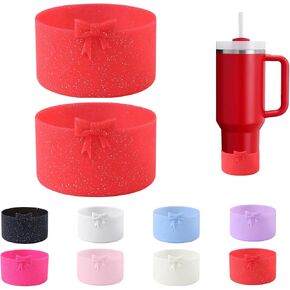 2PCS Glitter Powder Bow Protective Silicone Boot,Compatible with Stanley Cup 20/30/40Oz,for Stanley Boot for Stanley Cup Accessories,for Hydroflask Boot 12-24Oz in Saudi Arabia