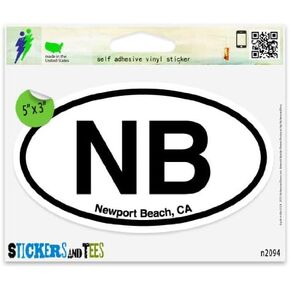 NB Newport Beach CA California Oval Car Sticker Indoor Outdoor 5" x 3" in Kuwait