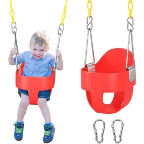 DECORLIFE Toddler Swing, Baby Swing Outdoor –High Back Full Bucket Swing Set, 330lb Capacity, Safety Design, Plastic-Coated Chains and Quick-Snap Carabiners for Backyard, Playground in Kuwait