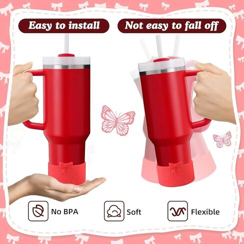 2PCS Glitter Powder Bow Protective Silicone Boot,Compatible with Stanley Cup 20/30/40Oz,for Stanley Boot for Stanley Cup Accessories,for Hydroflask Boot 12-24Oz in Saudi Arabia