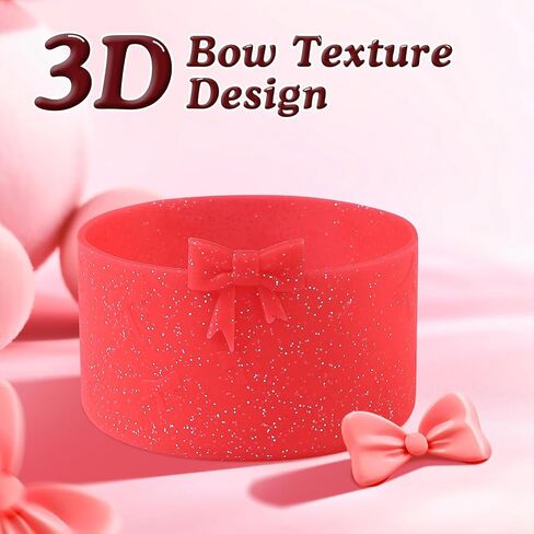 2PCS Glitter Powder Bow Protective Silicone Boot,Compatible with Stanley Cup 20/30/40Oz,for Stanley Boot for Stanley Cup Accessories,for Hydroflask Boot 12-24Oz in Saudi Arabia