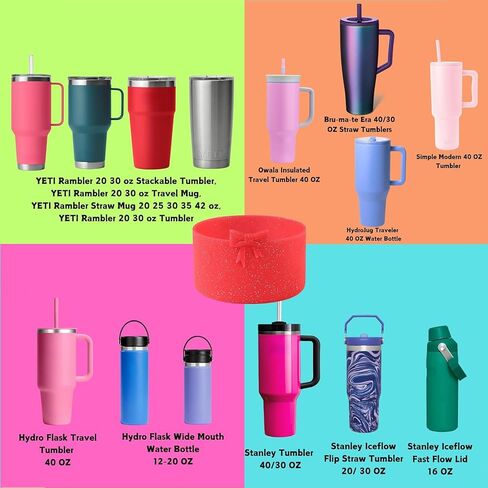 2PCS Glitter Powder Bow Protective Silicone Boot,Compatible with Stanley Cup 20/30/40Oz,for Stanley Boot for Stanley Cup Accessories,for Hydroflask Boot 12-24Oz in Saudi Arabia