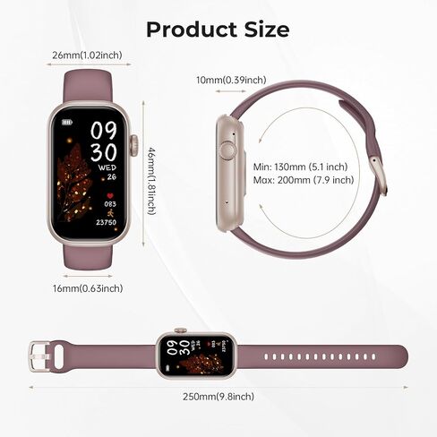 Fitness Tracker for Men Women, 24/7 Heart Rate, SpO2 and Sleep Monitor Health Watch, Calorie Step Counter Fitness Watch IP68 Waterproof Smart Watch for Android and iOS, Smoke Violet in Saudi Arabia