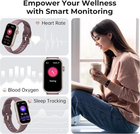 Fitness Tracker for Men Women, 24/7 Heart Rate, SpO2 and Sleep Monitor Health Watch, Calorie Step Counter Fitness Watch IP68 Waterproof Smart Watch for Android and iOS, Smoke Violet in Saudi Arabia