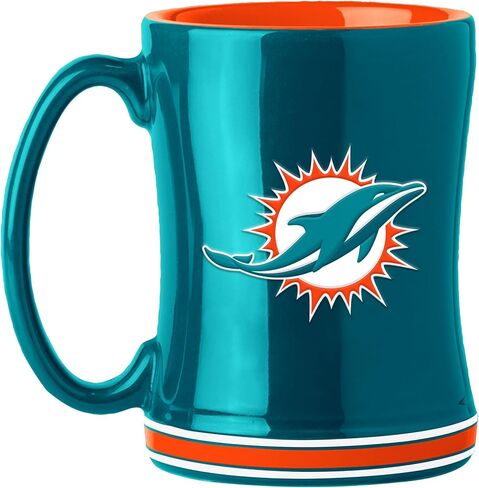 Logo Brands 617-C14RM: Miami Dolphins 14oz Relief Mug in Saudi Arabia