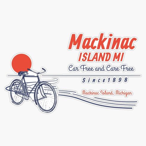 Mackinac Island Michigan Bicycle Sunset Sticker Bumper Sticker Vinyl Decal 5" in Saudi Arabia