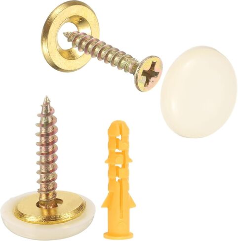 uxcell 12 Pcs 16.8 mm Decorative Caps Cover Nails, Zinc Alloy Screw Covers Caps Mirror Fixing Screws for Mirrors, Coffee Tables, Wooden or Glass Furniture, Black in Saudi Arabia