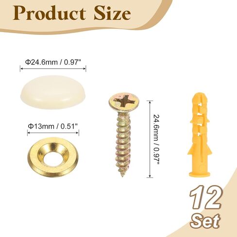 uxcell 12 Pcs 16.8 mm Decorative Caps Cover Nails, Zinc Alloy Screw Covers Caps Mirror Fixing Screws for Mirrors, Coffee Tables, Wooden or Glass Furniture, Black in Saudi Arabia