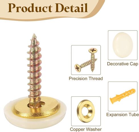 uxcell 12 Pcs 16.8 mm Decorative Caps Cover Nails, Zinc Alloy Screw Covers Caps Mirror Fixing Screws for Mirrors, Coffee Tables, Wooden or Glass Furniture, Black in Saudi Arabia
