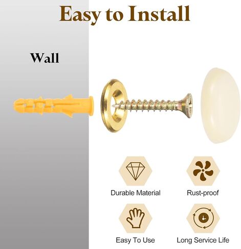 uxcell 12 Pcs 16.8 mm Decorative Caps Cover Nails, Zinc Alloy Screw Covers Caps Mirror Fixing Screws for Mirrors, Coffee Tables, Wooden or Glass Furniture, Black in Saudi Arabia