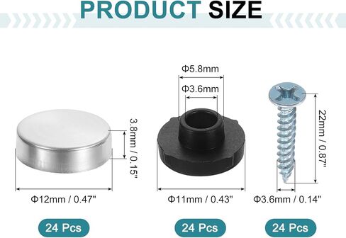 UXCELL 24PCS المسمار يغطي أغطية ، 12 مم ضياء من الفولاذ المقاوم للصدأ مرآة البراغي الزخرفية أغطية الأظافر محدب الحشية مرآة مرآة السحابات لتوقيع البناء أجهزة الإعلان ، والفضة in Kuwait