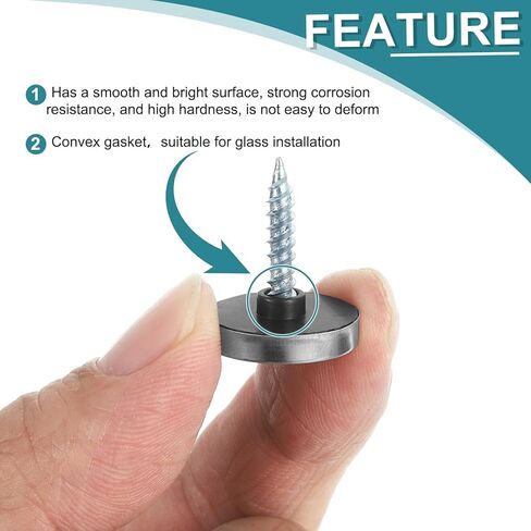 uxcell 24pcs Screw Covers Caps, 12mm Dia Stainless Steel Mirror Screws Decorative Cover Caps Nails Convex Gasket Mirror Screw Fasteners for Sign Advertising Hardware Construction, Silver in Saudi Arabia