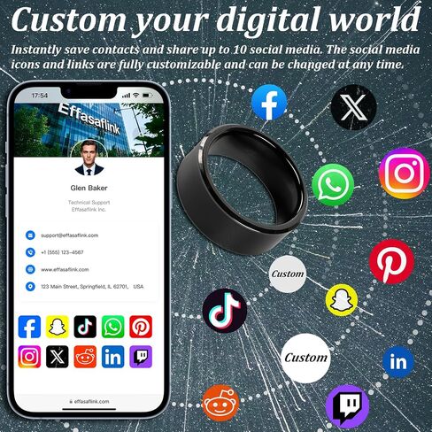 ملف تعريف مخصص عبر الإنترنت ، بطاقة أعمال رقمية ، حلقة واسعة من NFC Face ، انقر لمشاركة المعلومات الاجتماعية ، لـ iPhone & Android (الولايات المتحدة رقم 11) in Kuwait