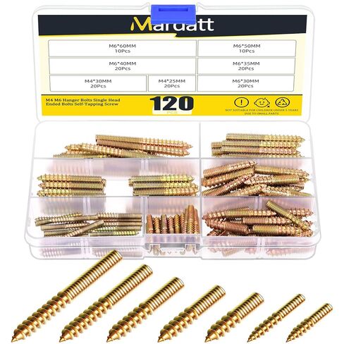 120pcs M4 M6 براغي شماعات ، مسامير مزدوجة رأس البراغي المسمار المسمار للمسامير الأثاث مسامير مسامير مزدوجة مسامير ملولبة ، m4x25 ، m4x30 ، m6x30 ، m6x35 ، m6x40 ، m6x50 ، m6x60 ، m6x60 in Saudi Arabia