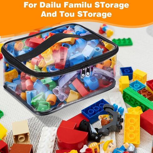 4 Packs Clear Toy Storage Bags- 9.4 x 6.7 x 4.3 Inch Transparent PVC Toy Organizing Bags with Zipper- Waterproof Toy Storage Organizer Pouch for Building Blocks, Small Toys in Saudi Arabia
