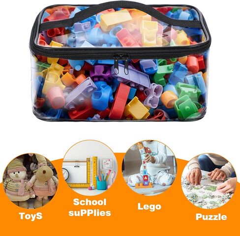 4 Packs Clear Toy Storage Bags- 9.4 x 6.7 x 4.3 Inch Transparent PVC Toy Organizing Bags with Zipper- Waterproof Toy Storage Organizer Pouch for Building Blocks, Small Toys in Saudi Arabia