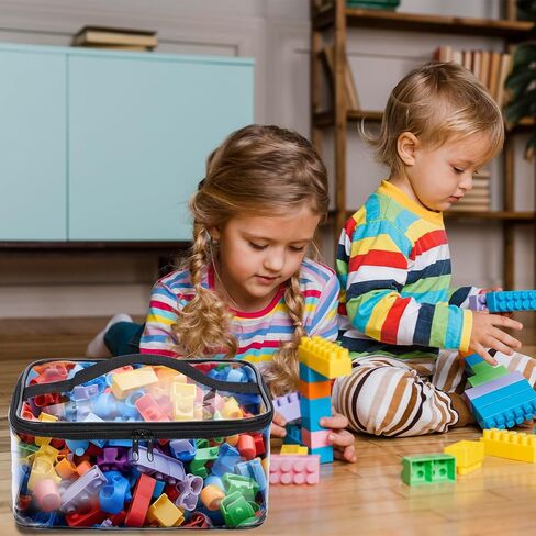 4 Packs Clear Toy Storage Bags- 9.4 x 6.7 x 4.3 Inch Transparent PVC Toy Organizing Bags with Zipper- Waterproof Toy Storage Organizer Pouch for Building Blocks, Small Toys in Saudi Arabia