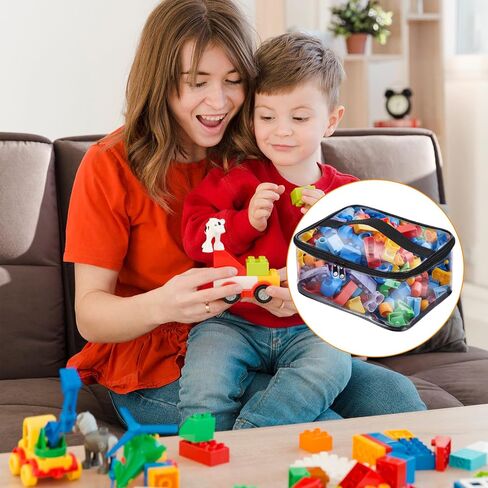 4 Packs Clear Toy Storage Bags- 9.4 x 6.7 x 4.3 Inch Transparent PVC Toy Organizing Bags with Zipper- Waterproof Toy Storage Organizer Pouch for Building Blocks, Small Toys in Saudi Arabia