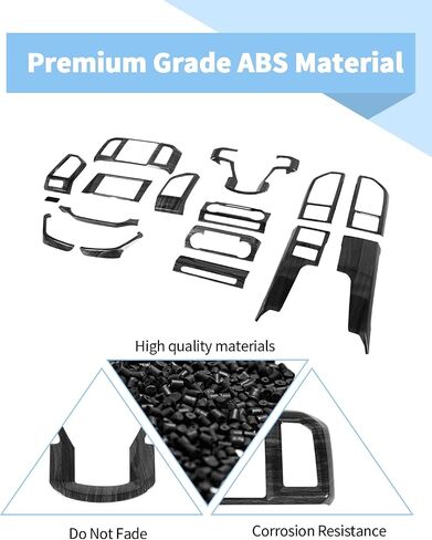 Voodonala for Ford F150 2015-2020 Center Console Dash Trim Kits 16Pcs Interior Decoration Panel Kits Compatible for Ford F150 F250 F350 2015-2020(16pcs,ABS,Carbon Fiber Black) in Saudi Arabia
