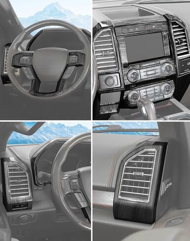 Voodonala for Ford F150 2015-2020 Center Console Dash Trim Kits 16Pcs Interior Decoration Panel Kits Compatible for Ford F150 F250 F350 2015-2020(16pcs,ABS,Carbon Fiber Black) in Saudi Arabia