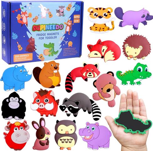 SUPINEEDO Fridge Magnet for Toddlers, Rubber Cute Animal Magnets for Baby,Refrigerator Magnets for Toddlers Educational Learning Toy Gift Whiteboard in Kuwait