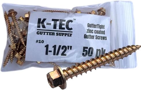 1-1/2" GutterTight 1/4" Drive High Head Zinc Plated Hidden Hanger Gutter Screws #10 (50 Pack) in Kuwait