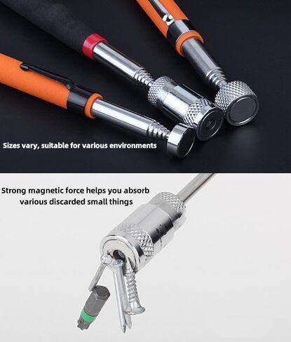 Powerful Magnetic Suction Rod, 10LB, 2LB, 1LB Set, Telescopic Bending Type, Orange, Cylindrical, Stainless Steel, Suitable for Autos, Homes, Offices, Industries, Garages in Saudi Arabia