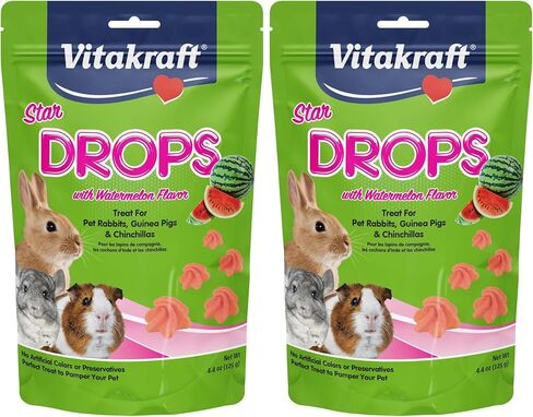 Vitakraft Star Drops Watermelon Flavor Rabbit, Guinea Pig & Chinchilla Treat, 4.4 oz, Pink in Saudi Arabia