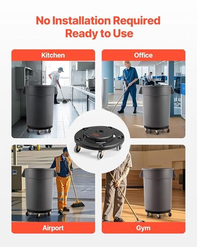 VEVOR Trash Can Dolly, Fit 20, 32, 44, 55 Gallon Containers, Round Trash Can Roller Base with 4 Lockable Wheels, 500lbs Weight Capacity, Heavy Duty Barrel Dolly, Multi-Functional Rolling Cart in Saudi Arabia