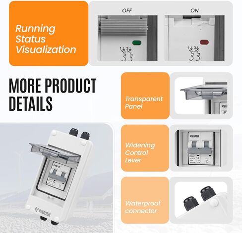 Solar Panels Disconnect Switch 50A 1000VDC PV Shut Off Switch Outdoor Circuit Breaker Box IP65 Waterproof UV-Proof in Kuwait