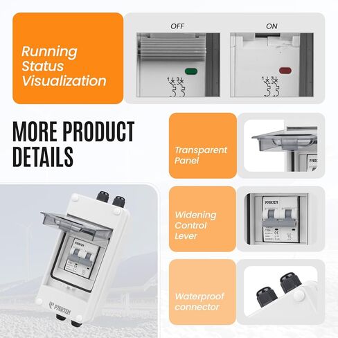 Solar Panels Disconnect Switch 50A 1000VDC PV Shut Off Switch Outdoor Circuit Breaker Box IP65 Waterproof UV-Proof in Kuwait